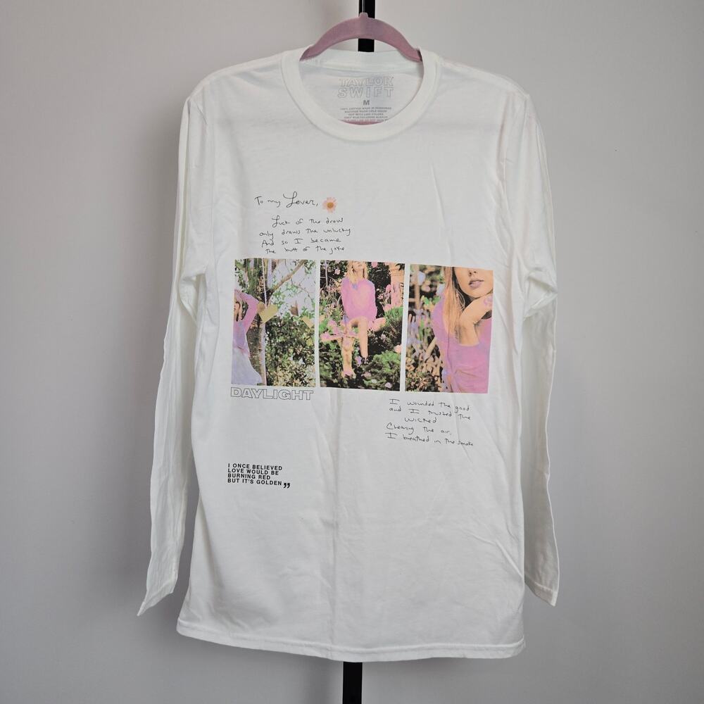 Taylor Swift White Long Sleeve Tee with Pink Photo Design